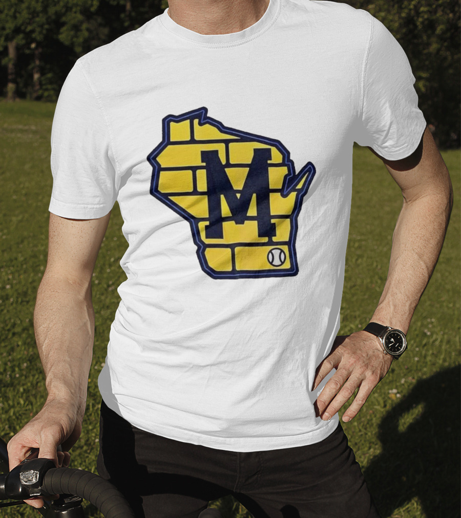 Milwaukee Brewers Wisconsin Brick M Baseball Icon T-Shirt