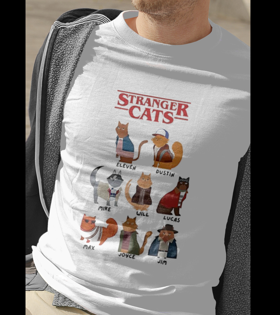 Stranger Cats Eleven Dustin Mike Will Lucas Max Joyce Jim T-Shirt