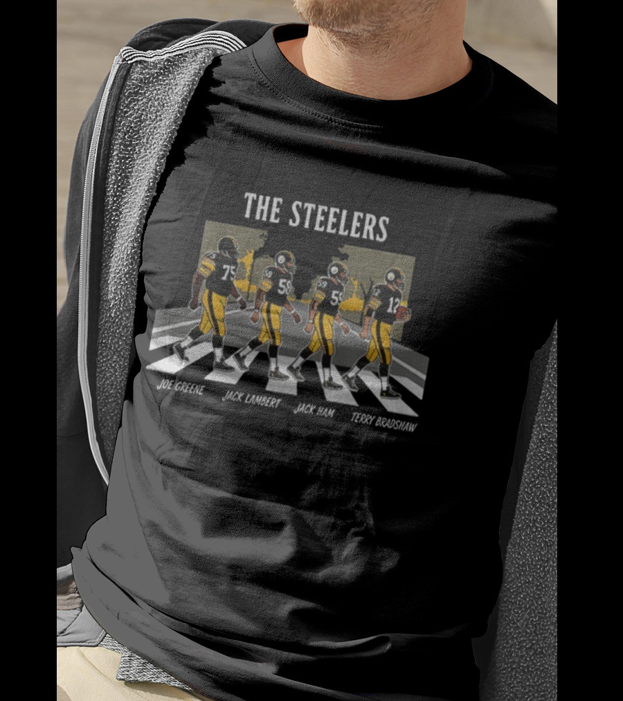 The Steelers Joe Greene Jack Lambert Jack Ham Terry Bradshaw Abbey Road Football T-Shirt