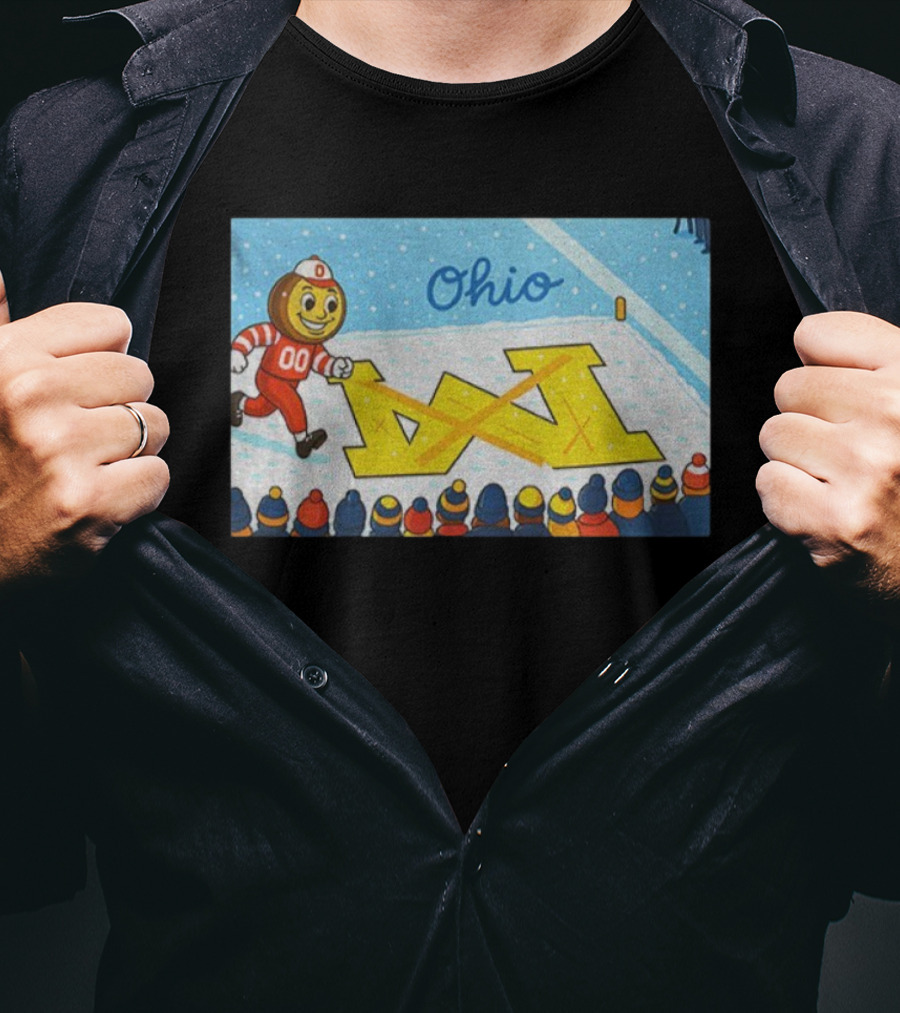 Ohio State Buckeyes Brutus Snow Beats Michigan Wolverines Rivalry Victory Winter Scene T-Shirt