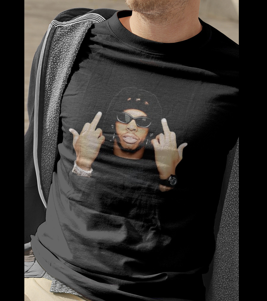 Lil Baby Two Middle Fingers Meme Sunglasses Black Jewelry T-Shirt