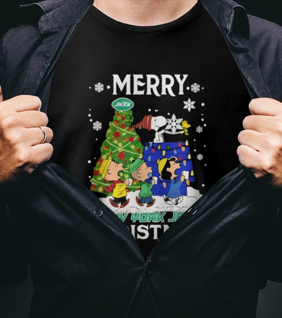 Merry Christmas Snoopy Friends New York Jets NFL Celebration T-Shirt