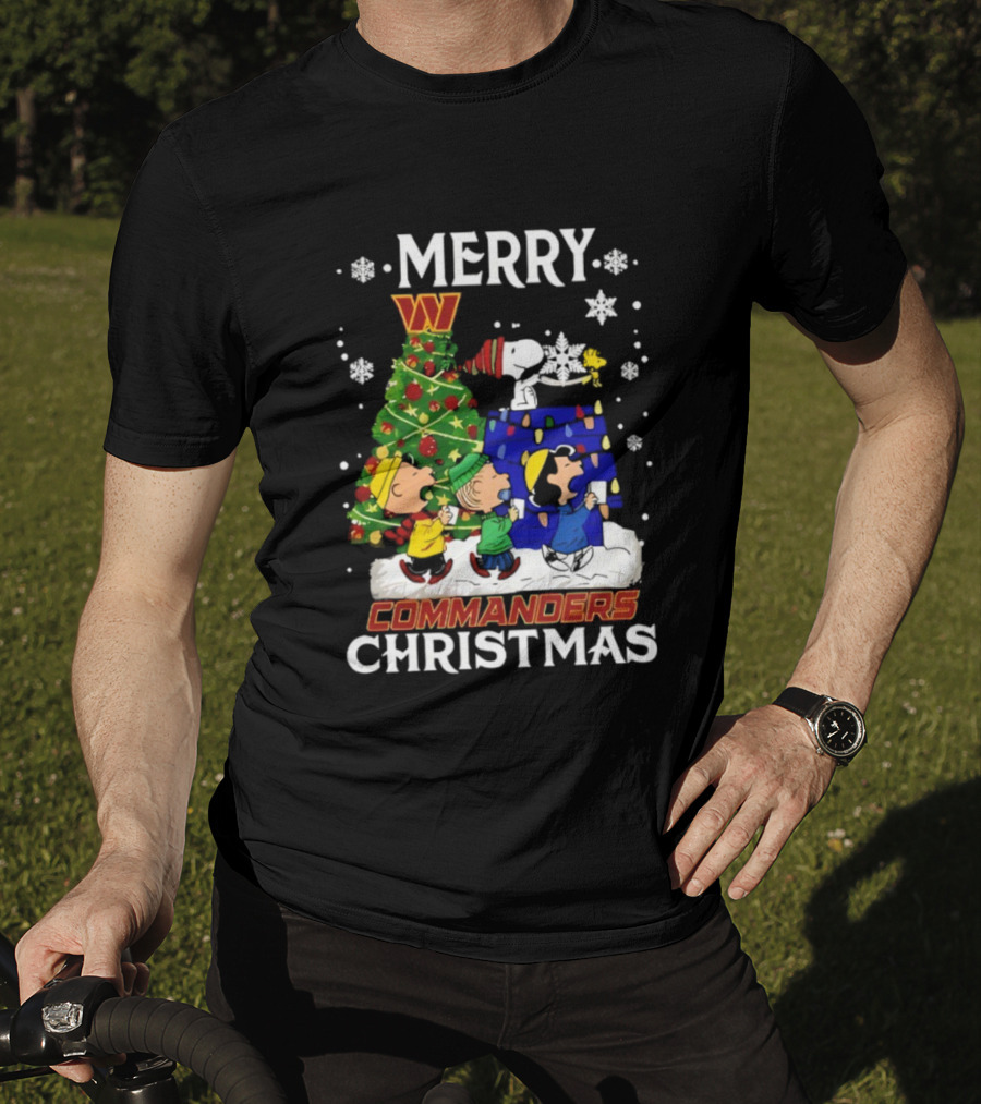 Merry Snoopy And Friends Washington Commanders Christmas NFL T-Shirt