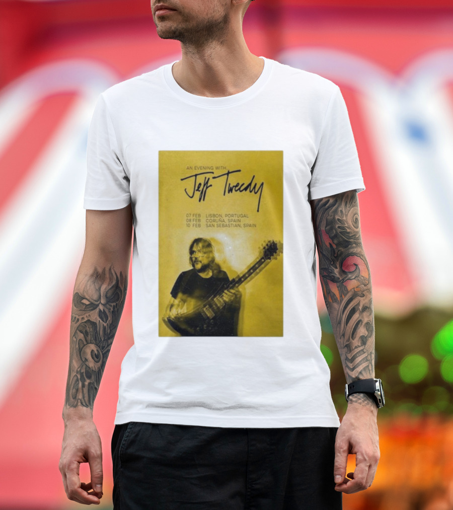 An Evening With Jeff Tweedy Lisbon Coruña San Sebastian 2026 Tour Dates Guitar T-Shirt