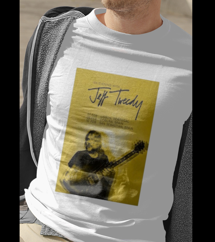 An Evening With Jeff Tweedy Lisbon Coruña San Sebastian 2026 Tour Dates Guitar T-Shirt