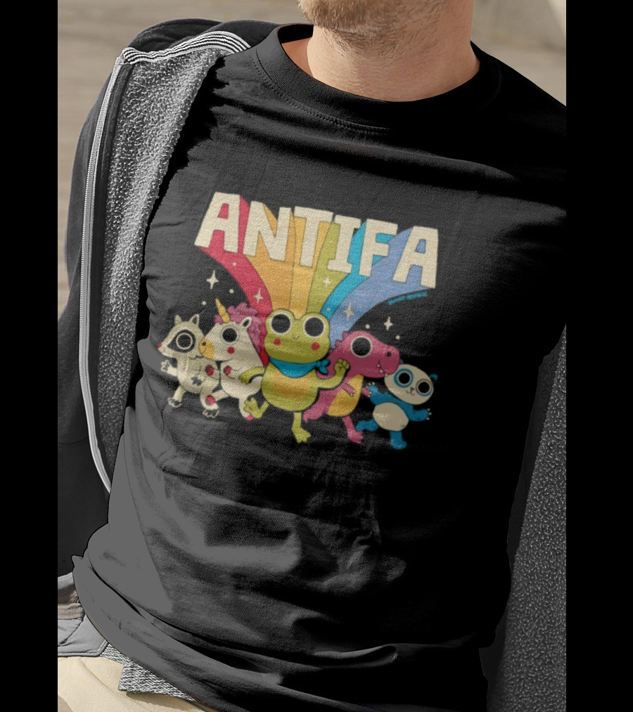 Antifa Frog Unicorn Panda Cute Animal Friends Rainbow T-Shirt