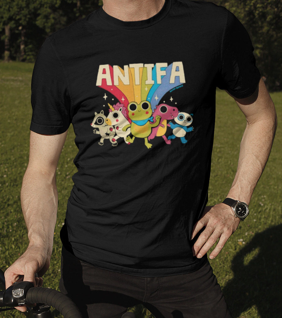 Antifa Frog Unicorn Panda Cute Animal Friends Rainbow T-Shirt