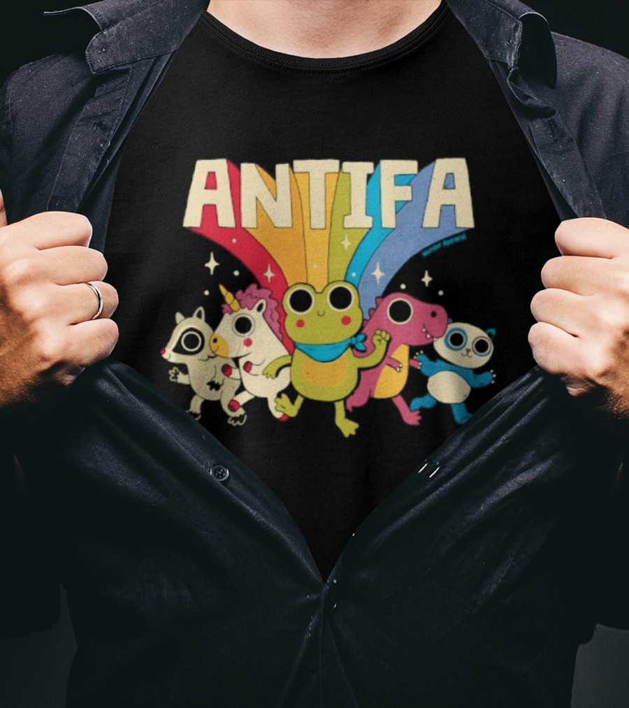 Antifa Frog Unicorn Panda Cute Animal Friends Rainbow T-Shirt