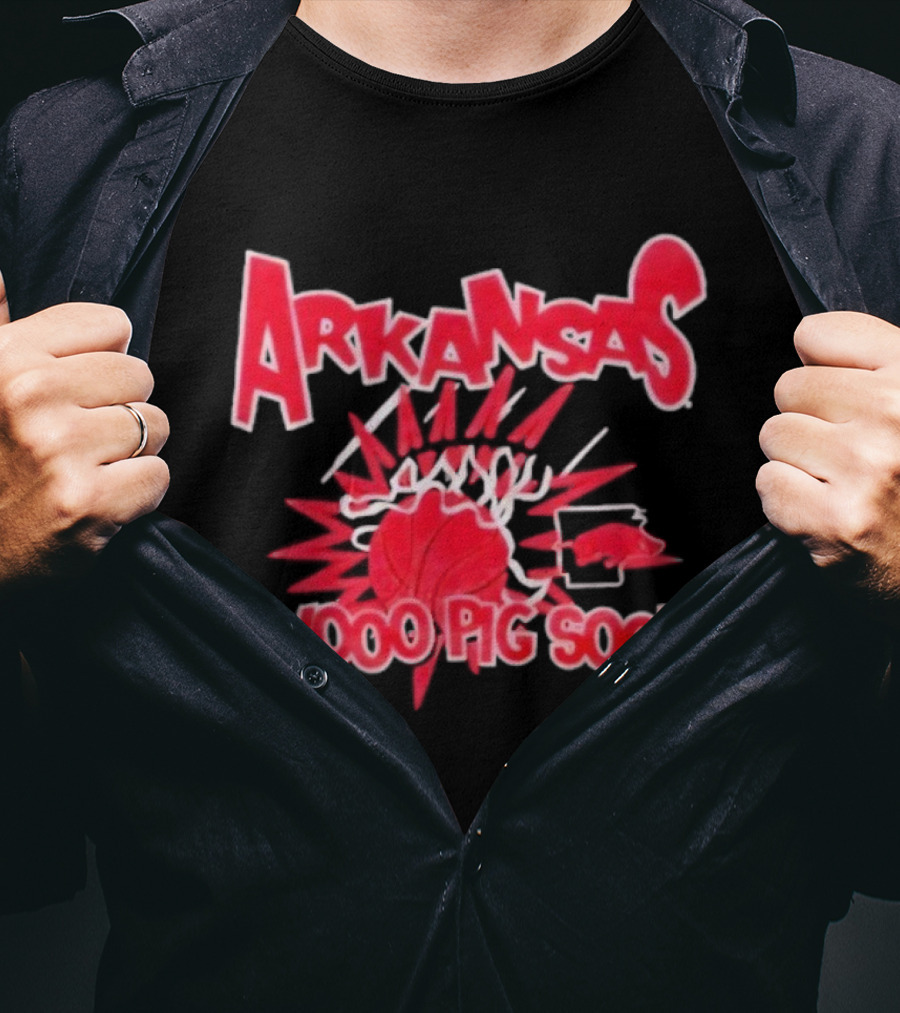 Arkansas Razorbacks Woo Pig Sooie Basketball Slam Explosion T-Shirt
