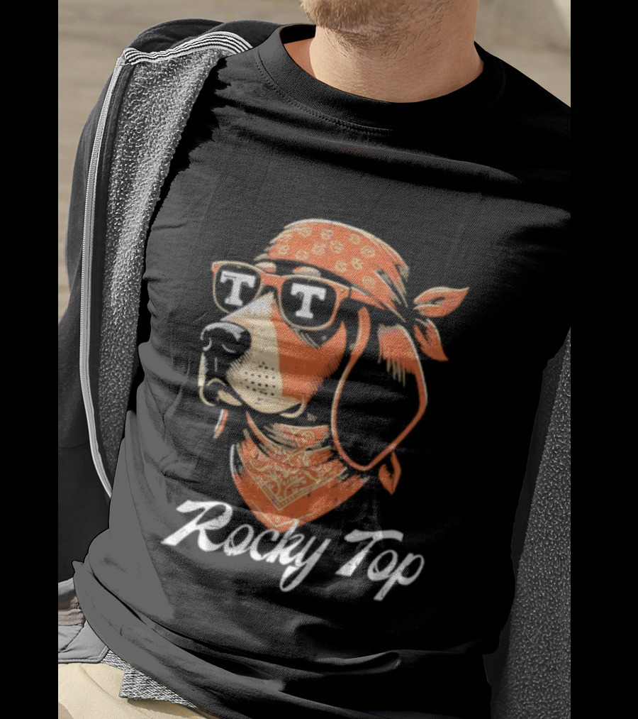 Rocky Top Vols Dog Wearing Sunglasses Tennessee Football T-Shirt