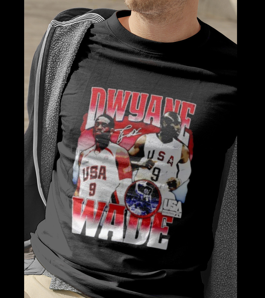 Dwyane Wade USA Basketball Signature Vintage 9 Retro Team USA T-Shirt