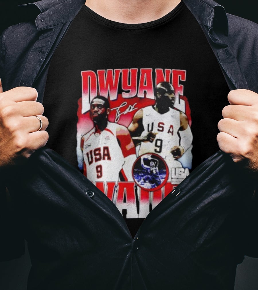 Dwyane Wade USA Basketball Signature Vintage 9 Retro Team USA T-Shirt