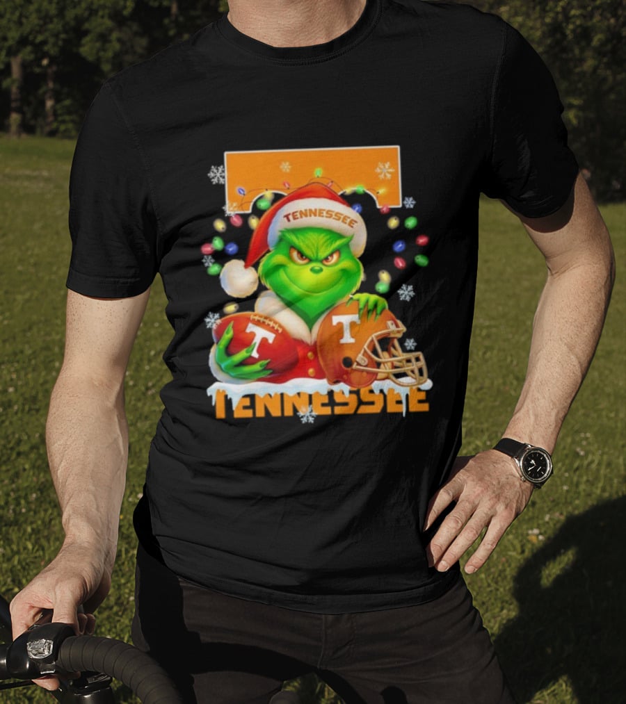 Grinch Tennessee Volunteers Helmet Football Merry Christmas T-Shirt