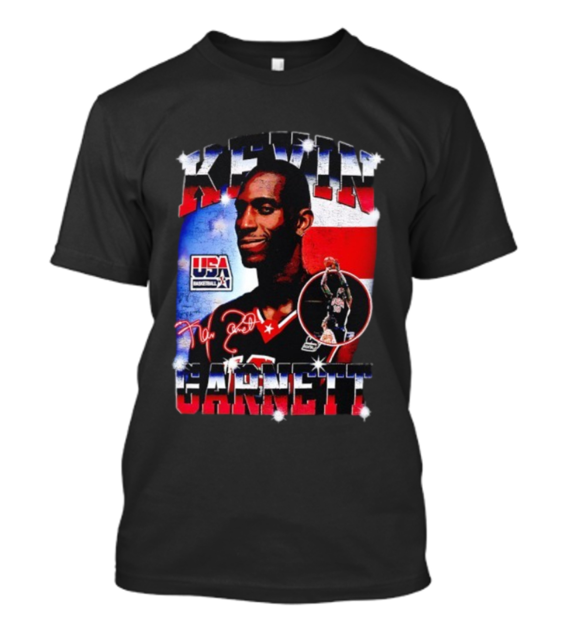 Kevin Garnett USA Basketball Signature Vintage Player Collage T-Shirt