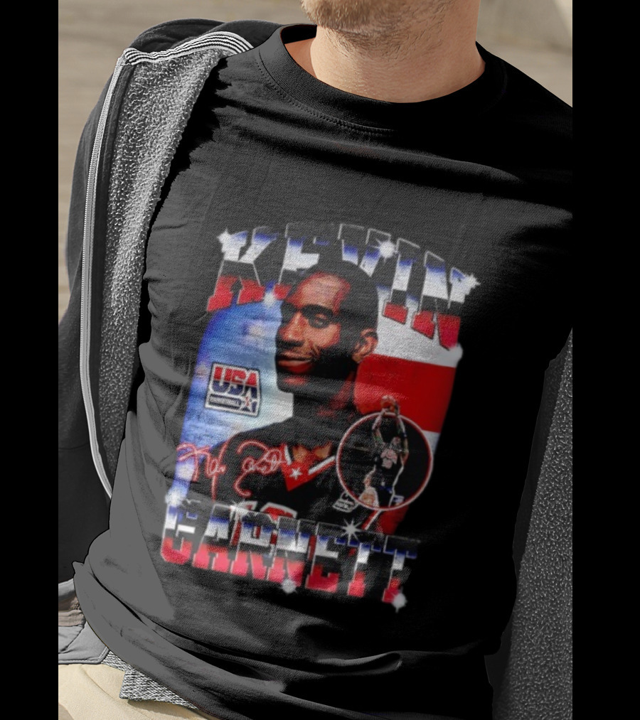 Kevin Garnett USA Basketball Signature Vintage Player Collage T-Shirt