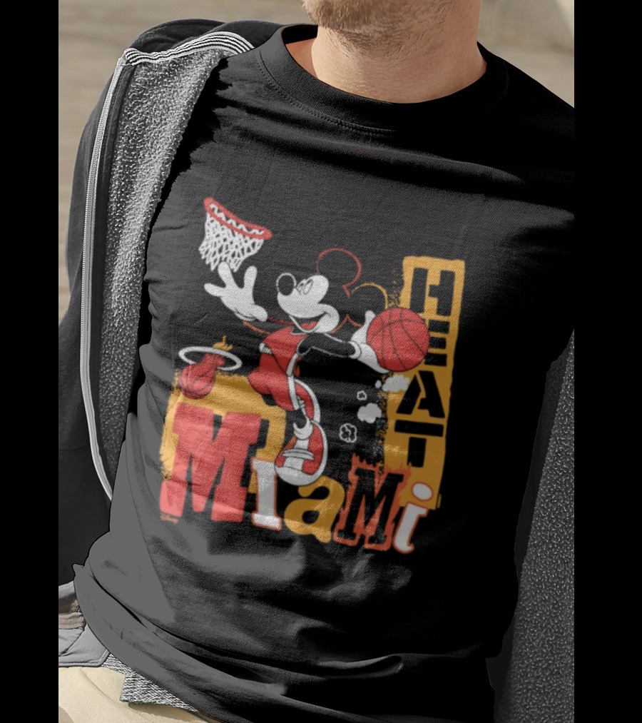 Mickey Mouse Miami Heat Basketball Collaboration T-Shirt
