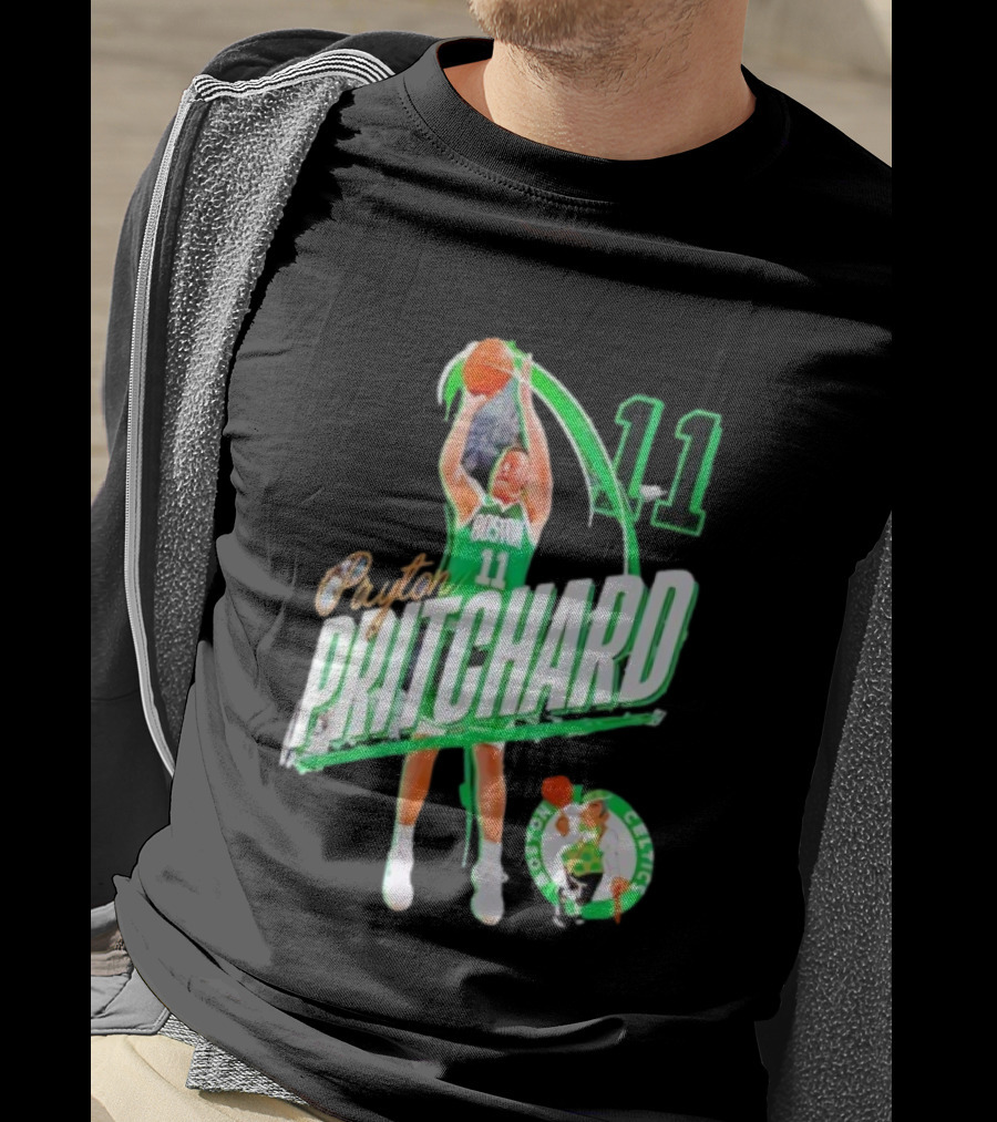 Boston Celtics Payton Pritchard 11 Basketball Player Action T-Shirt