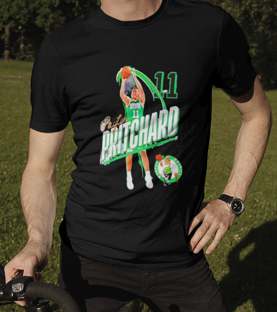 Boston Celtics Payton Pritchard 11 Basketball Player Action T-Shirt