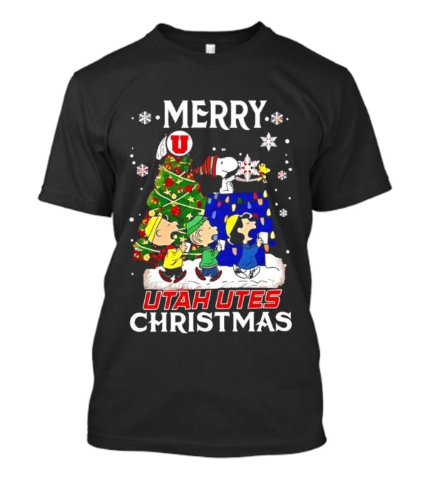 Merry Christmas Snoopy And Friends Utah Utes T-Shirt