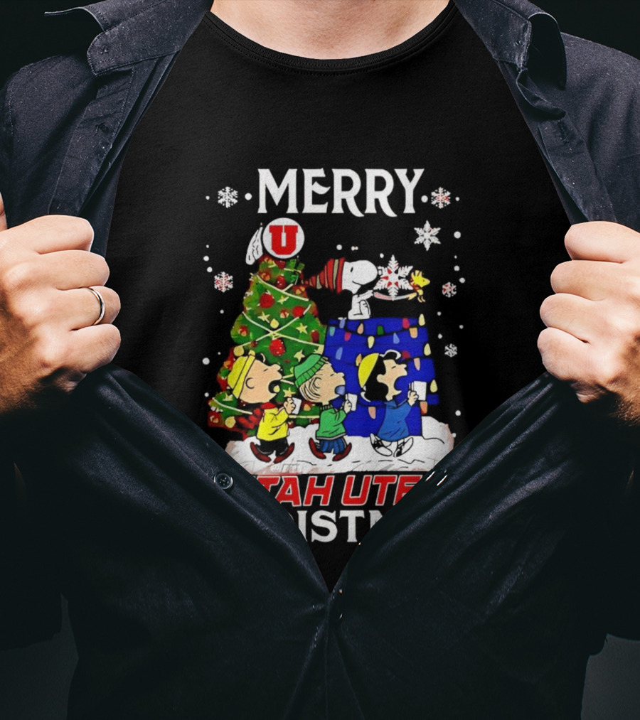 Merry Christmas Snoopy And Friends Utah Utes T-Shirt