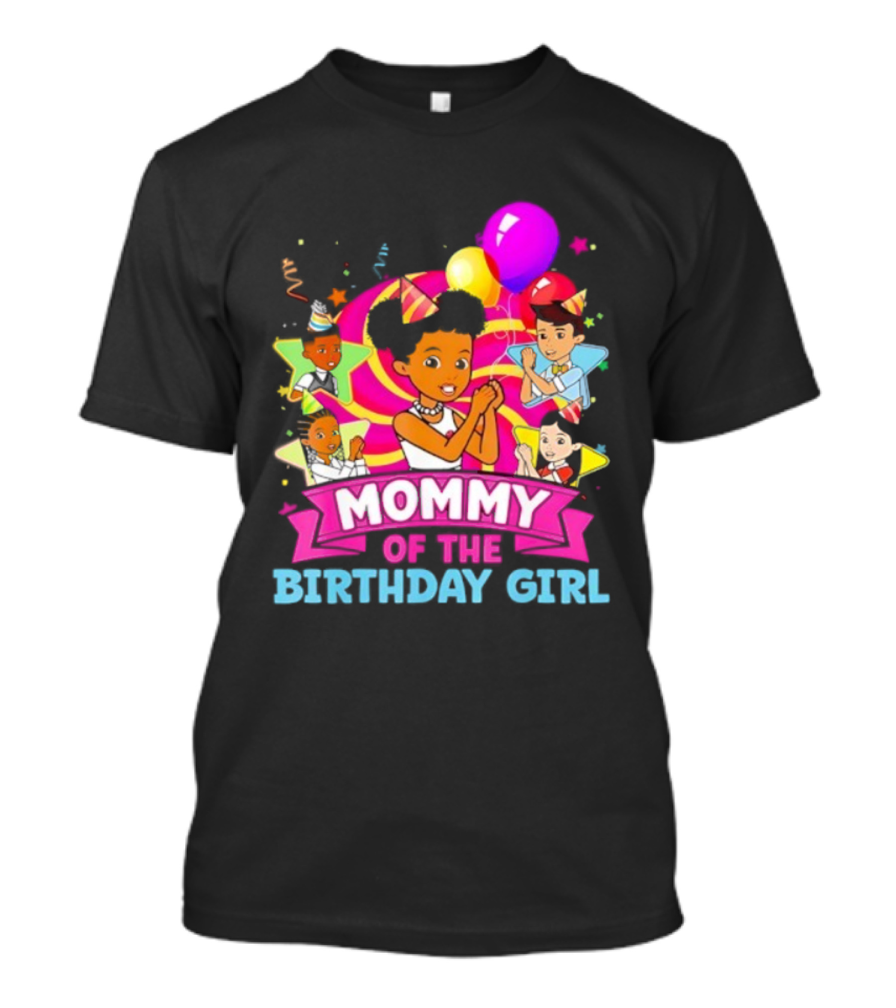 Mommy Of The Birthday Girl Pink Balloons Celebration Family Party T-Shirt