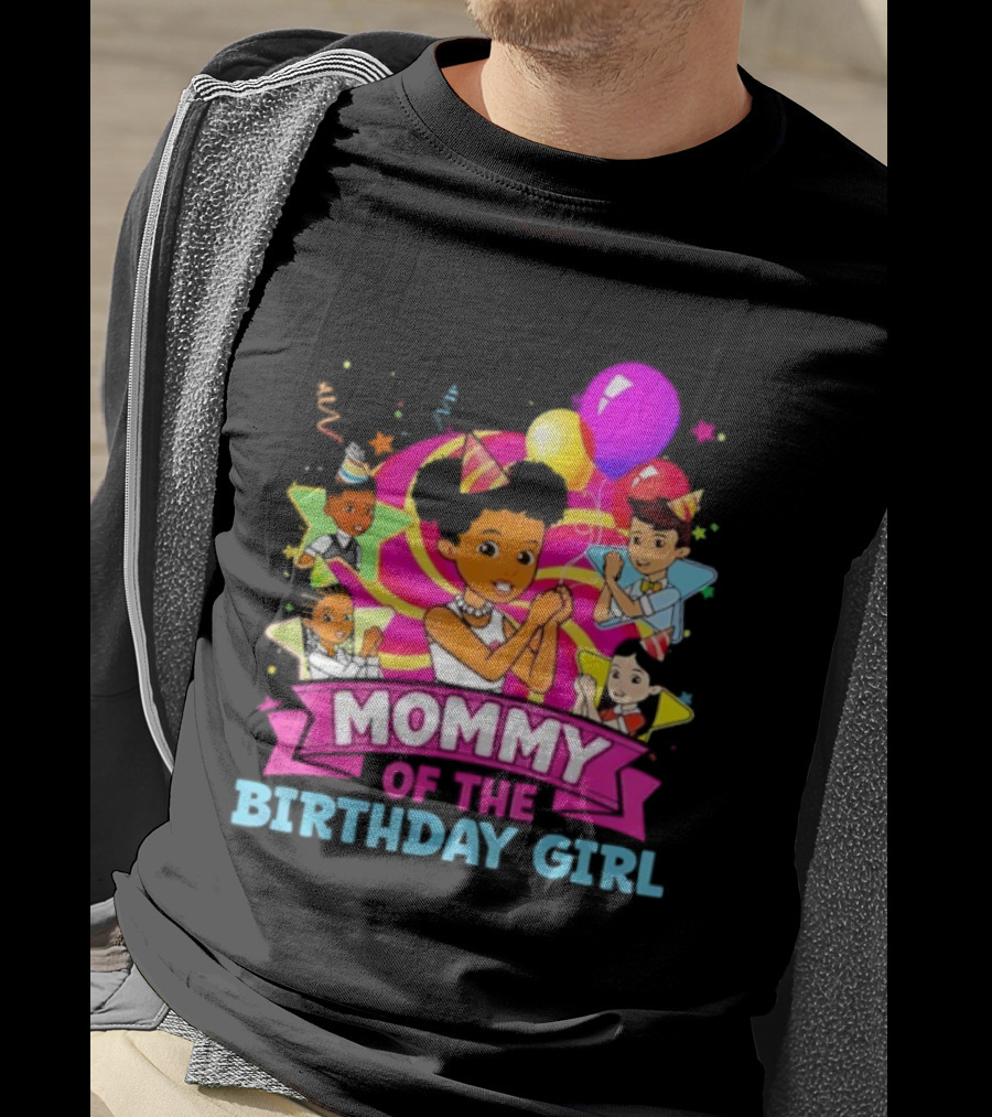 Mommy Of The Birthday Girl Pink Balloons Celebration Family Party T-Shirt