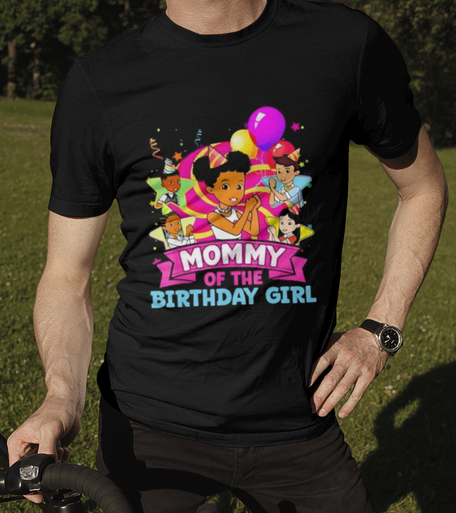Mommy Of The Birthday Girl Pink Balloons Celebration Family Party T-Shirt