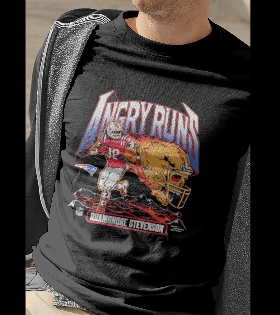 Rhamondre Stevenson Angry Runs New England Patriots NFL Football T-Shirt