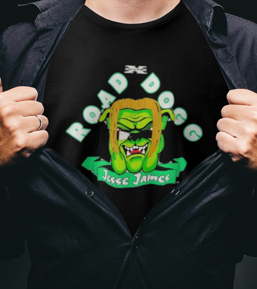 Road Dogg Jesse James 1998 WWF D-Generation X Neon Monster Face T-Shirt