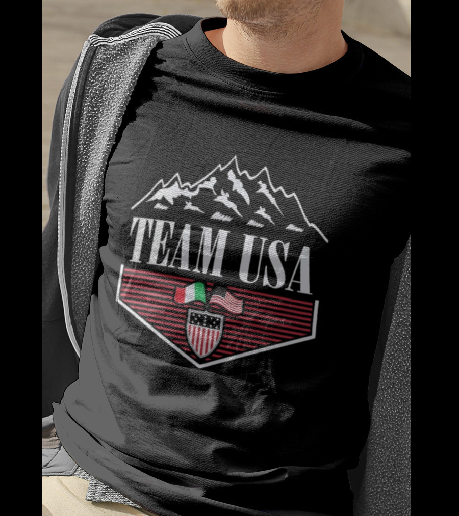 Team USA Winter Olympics 2026 Diamond Peaks Flag Emblem T-Shirt