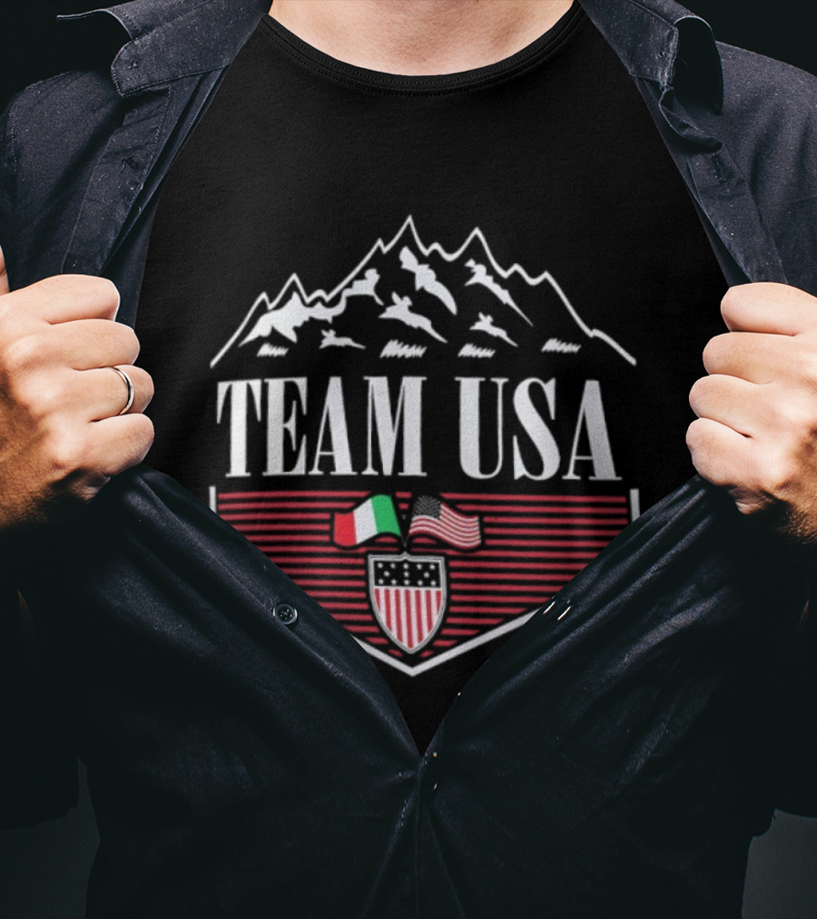 Team USA Winter Olympics 2026 Diamond Peaks Flag Emblem T-Shirt