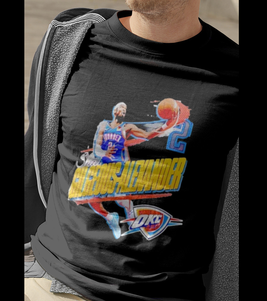 Shai Gilgeous-Alexander Oklahoma City Thunder 2025 Basketball Action OKC T-Shirt