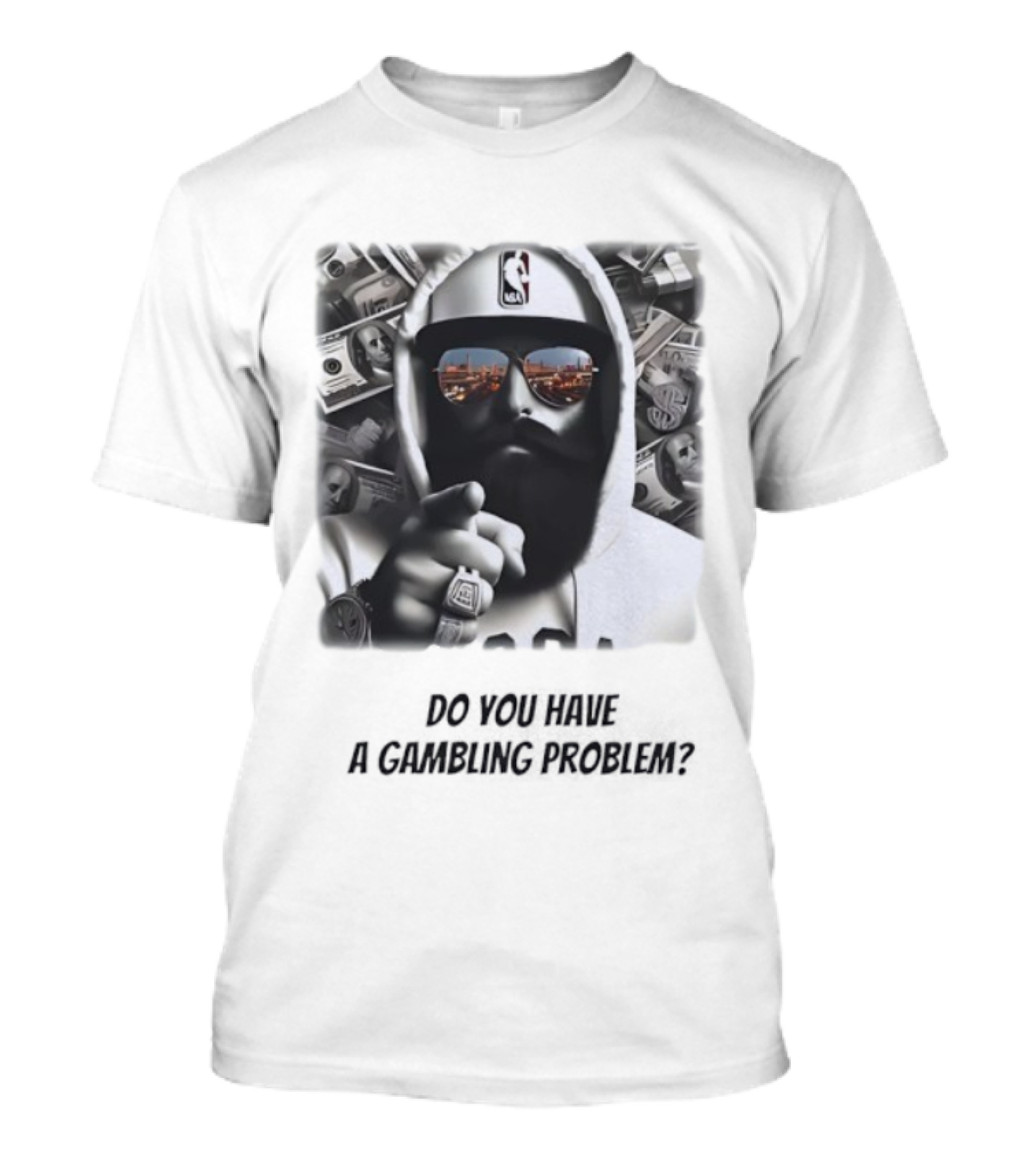 NBA Hat Money Stack Reflection Do You Have A Gambling Problem T-Shirt