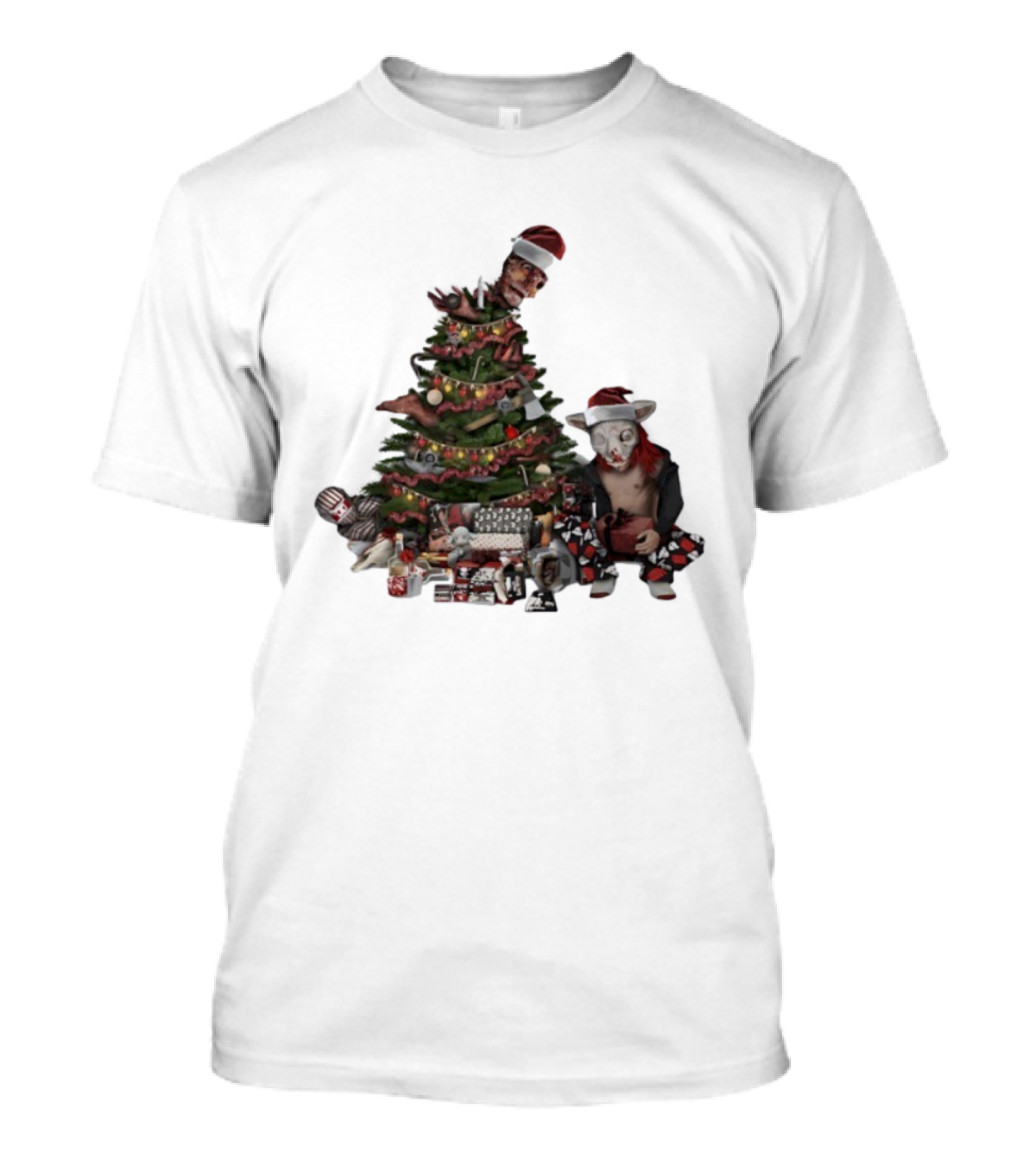 Horror Christmas Tree Zombie Santa Creepy Festive Creature T-Shirt