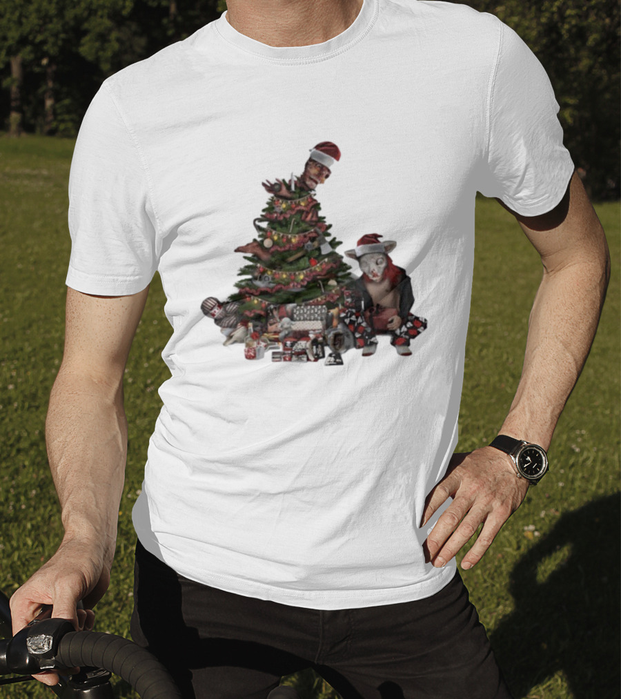 Horror Christmas Tree Zombie Santa Creepy Festive Creature T-Shirt