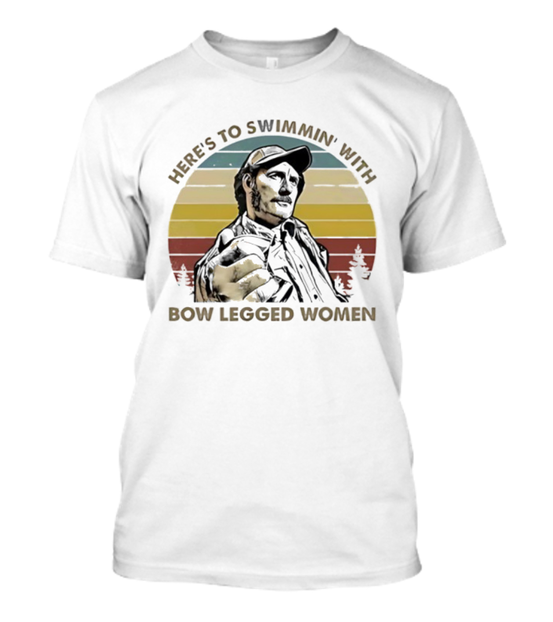 Quint Here’s To Swimmin’ With Bow Legged Women Retro Vintage Jaws T-Shirt