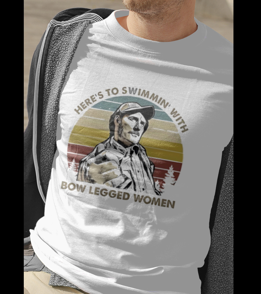 Quint Here’s To Swimmin’ With Bow Legged Women Retro Vintage Jaws T-Shirt