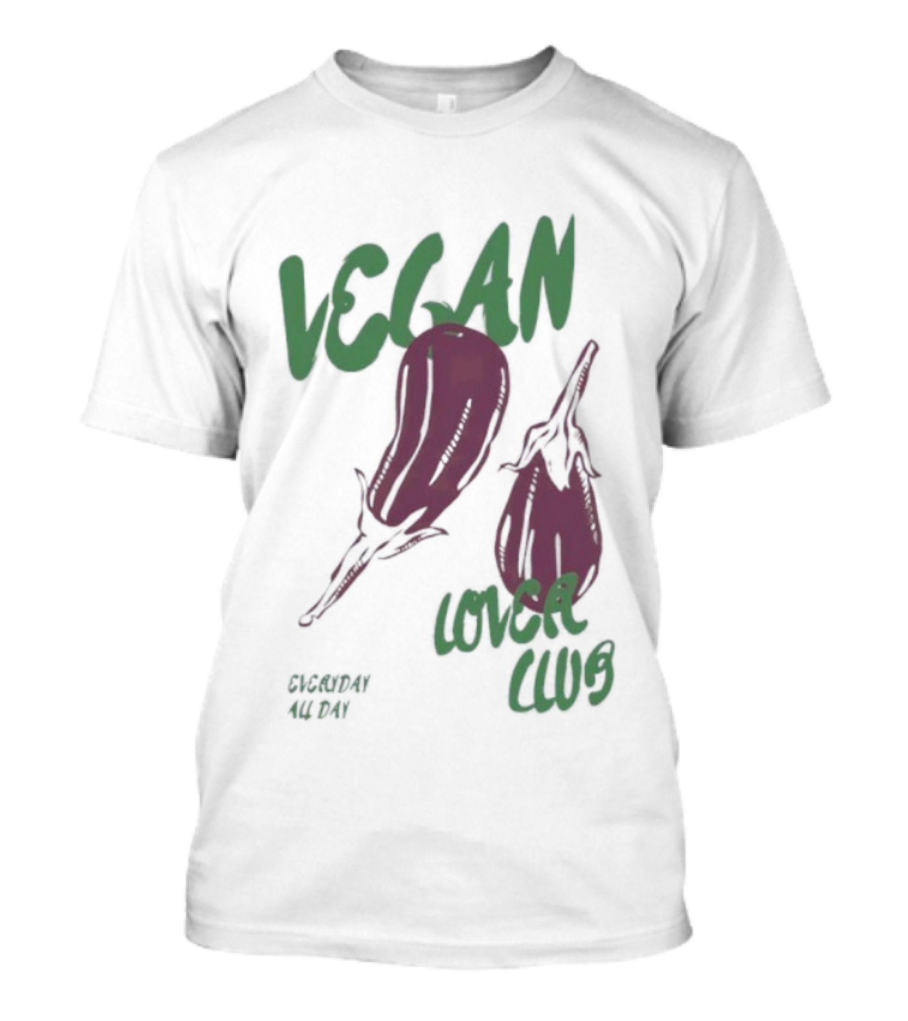 Vegan Love Club Everyday All Day Eggplant Illustration T-Shirt