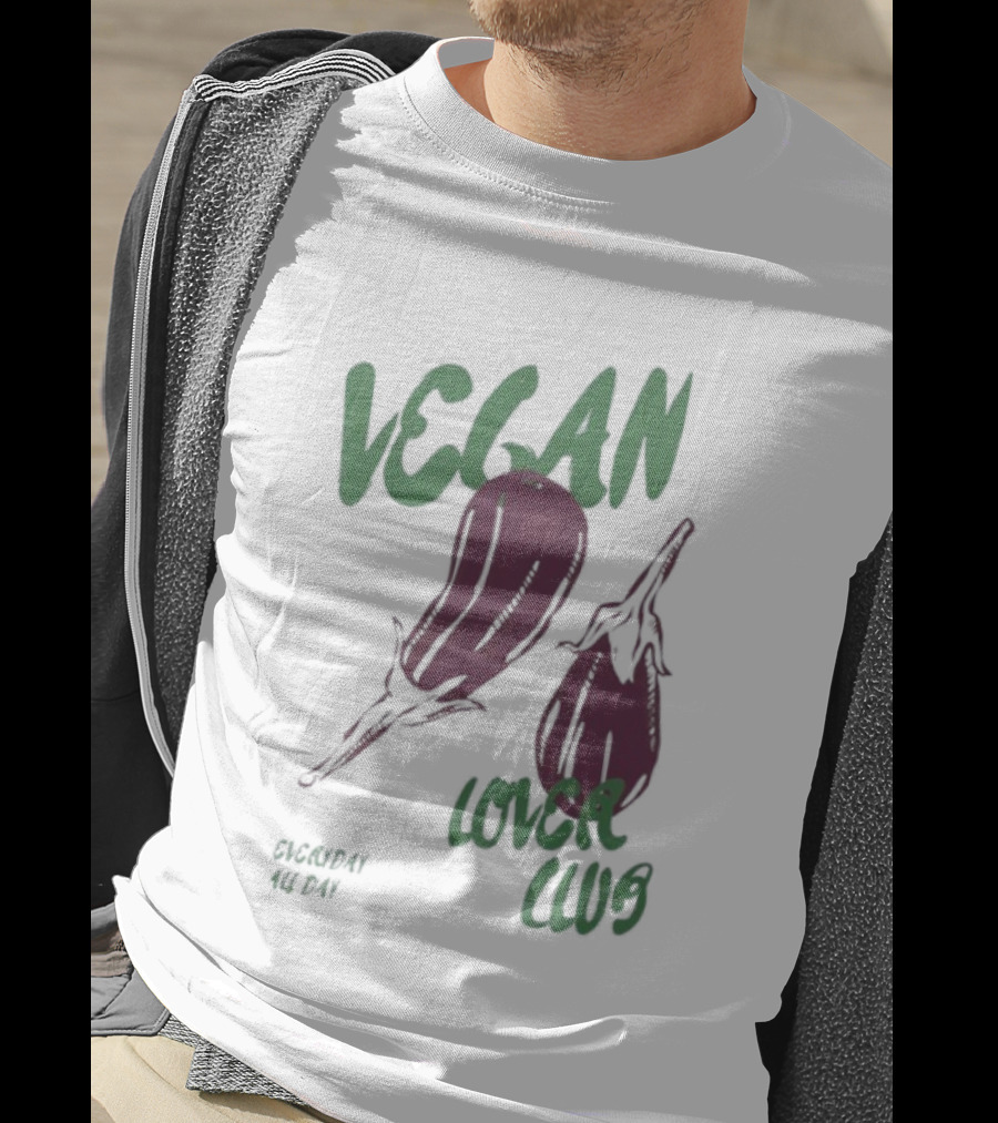 Vegan Love Club Everyday All Day Eggplant Illustration T-Shirt