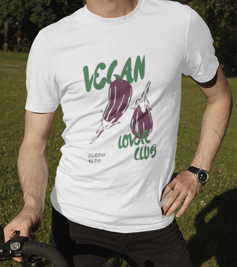 Vegan Love Club Everyday All Day Eggplant Illustration T-Shirt