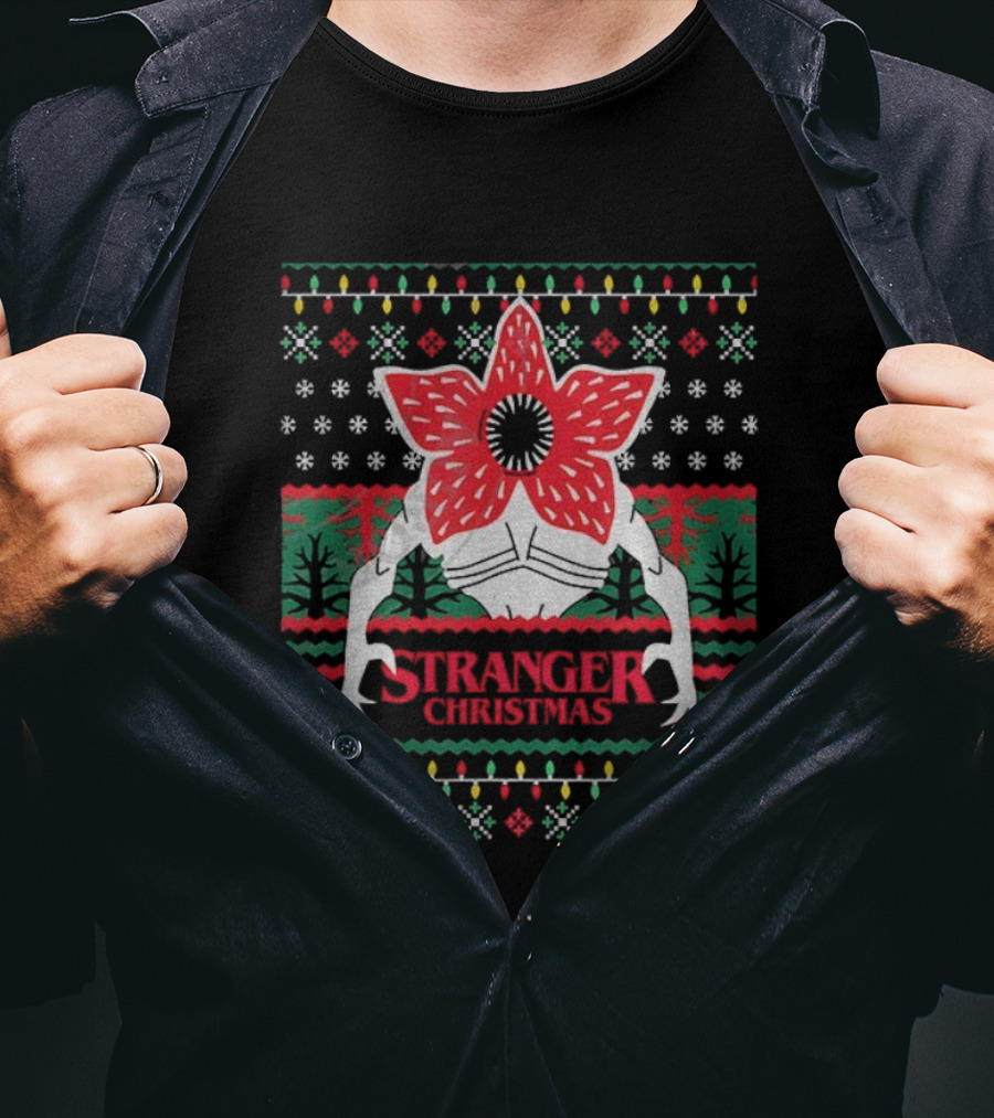 Stranger Things Demogorgon Upside Down Christmas Sweater Style T-Shirt
