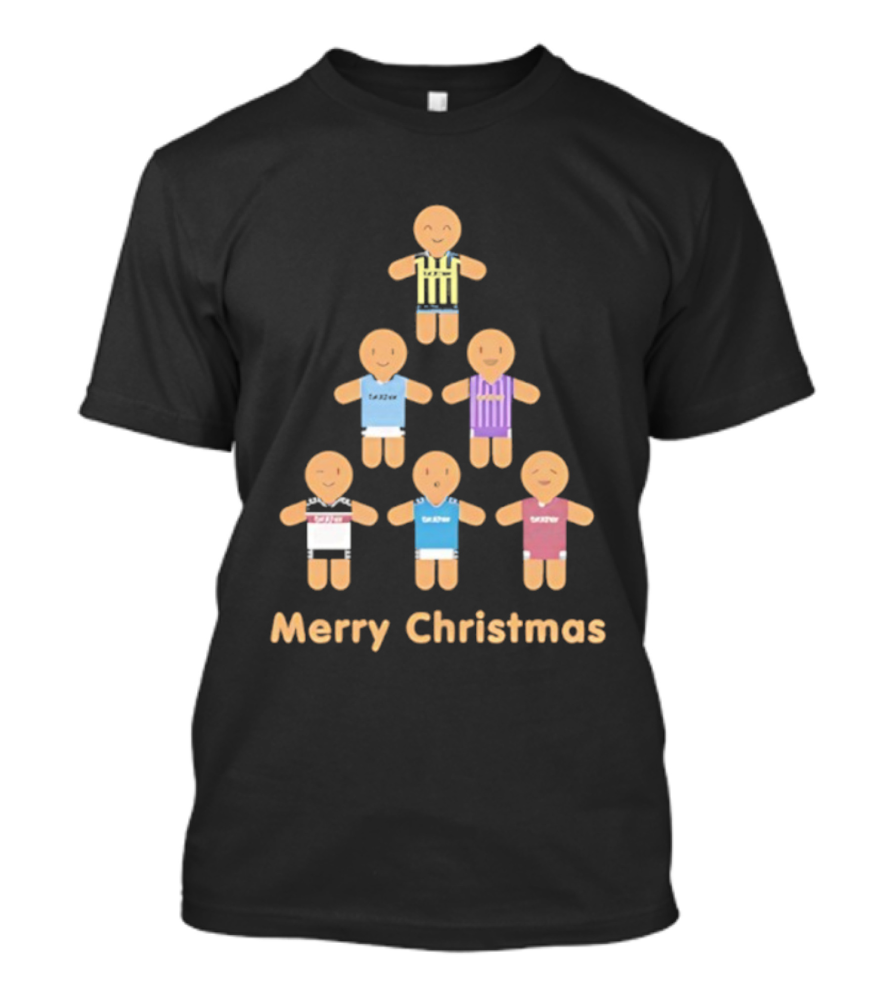 Gingerbread Soccer Players Merry Christmas Holiday Sports Theme T-Shirt