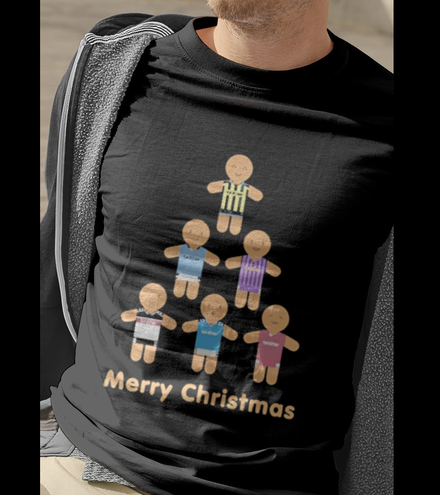 Gingerbread Soccer Players Merry Christmas Holiday Sports Theme T-Shirt