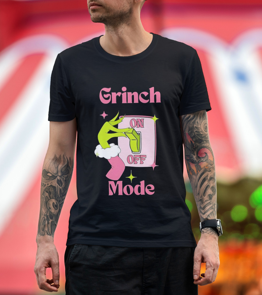 Grinch Mode On Off Merry Christmas Pink Girl T-Shirt