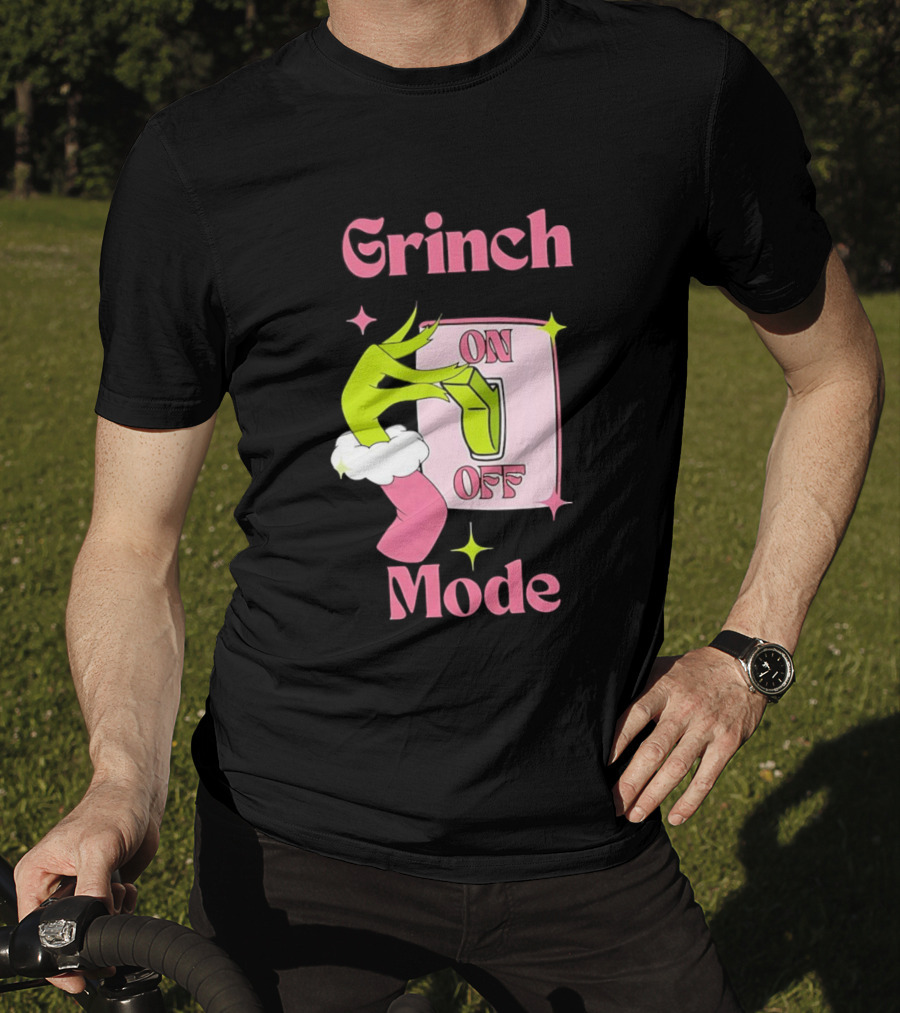 Grinch Mode On Off Merry Christmas Pink Girl T-Shirt