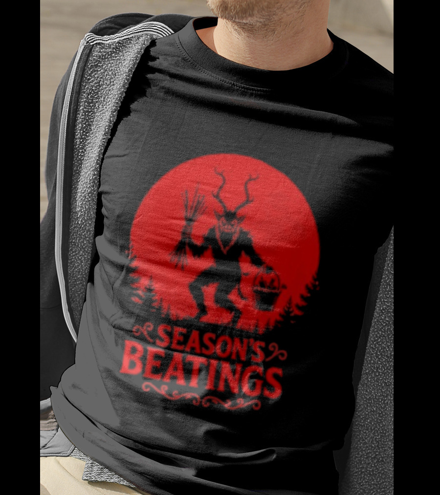 Krampus Season’s Beatings Gothic Christmas Horror T-Shirt
