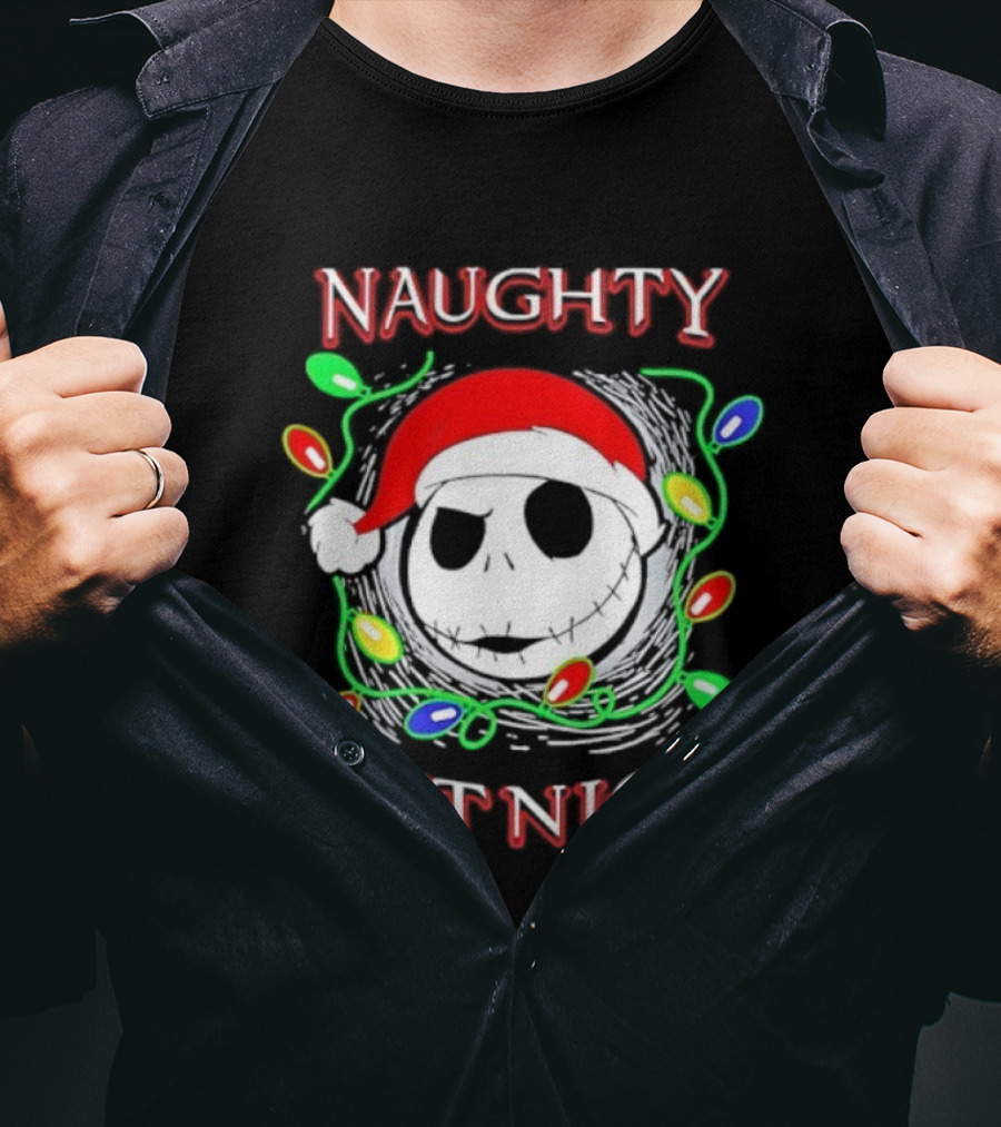 Naughty But Nice Jack Skellington The Nightmare Before Christmas Holiday Lights T-Shirt