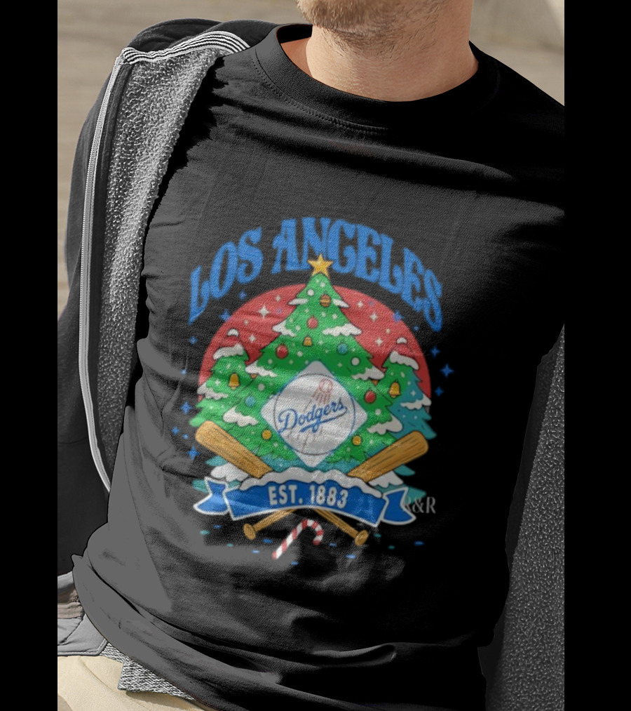 Los Angeles Dodgers Christmas Tree Est 1883 Dodgers T-Shirt