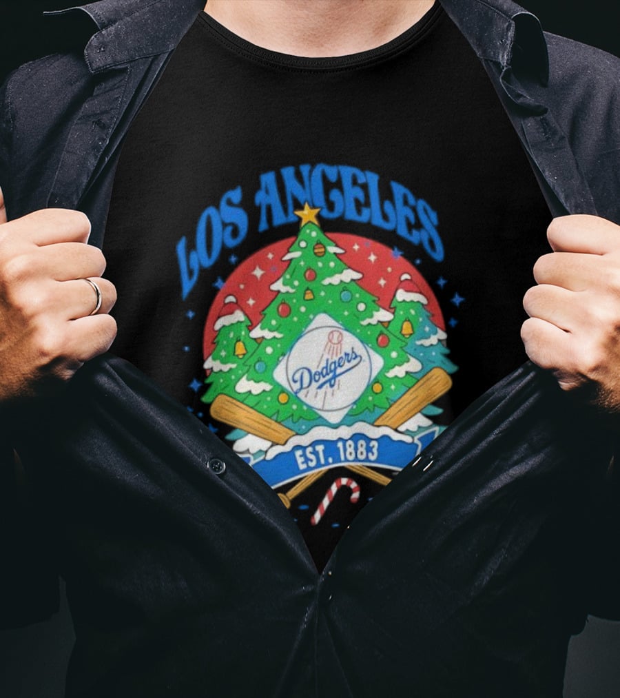 Los Angeles Dodgers Christmas Tree Est 1883 Dodgers T-Shirt
