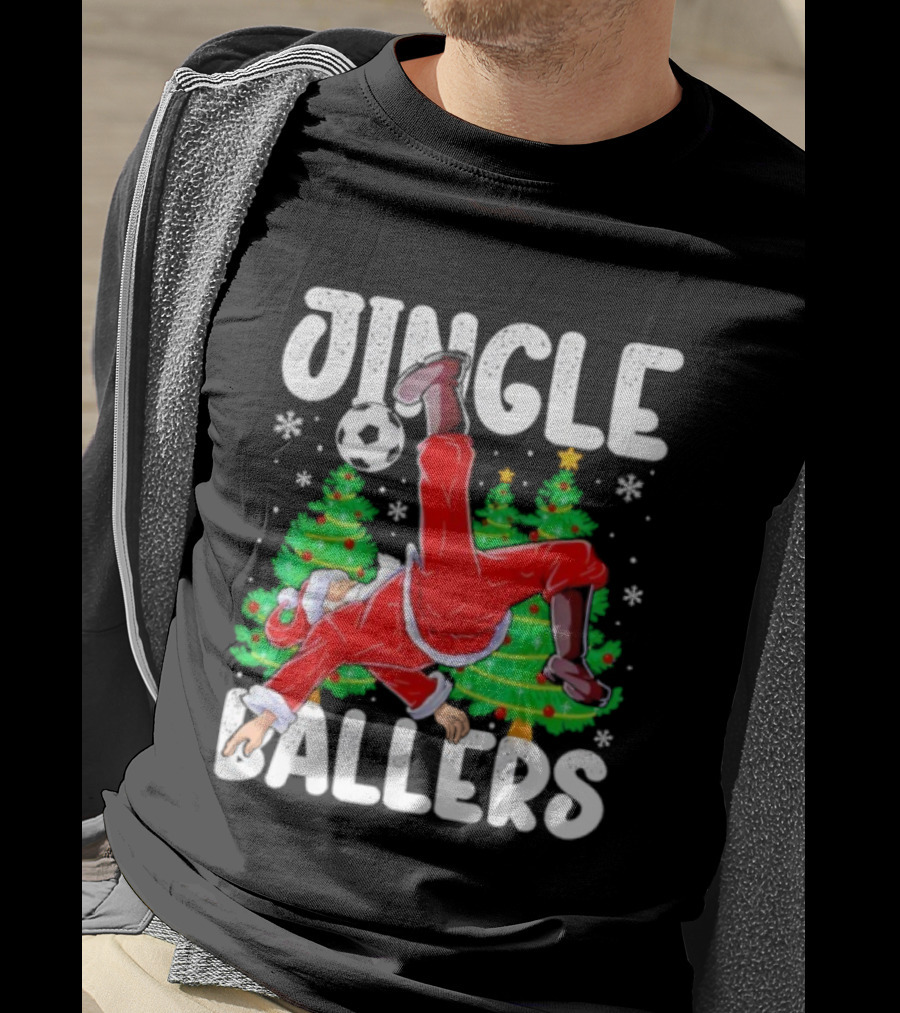 Jingle Ballers Santa Football Christmas Soccer Tree T-Shirt